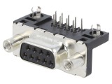 Conector D-Sub 9-Pin mamă, 90&deg;