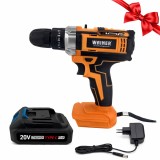 Pachet Masina gaurit si insurubat impact 20V 28Nm 10mm WAINER C20 + Acumulator 2Ah + Incarcator 20V