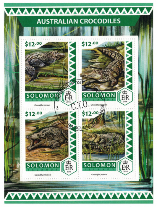 INSULELE SOLOMON 2016 - Fauna, crocodili / colita noua