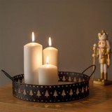 Suport Lumanari Decorativ, Model Brad, Metal Negru, Diametru 25 cm, Inaltime 5 cm, Oem