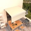 Copertină retractabilă manual cu stor, crem, 3x2,5 m