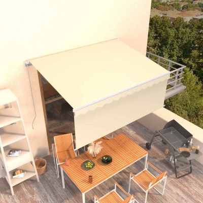 Copertină retractabilă manual cu stor, crem, 3x2,5 m foto