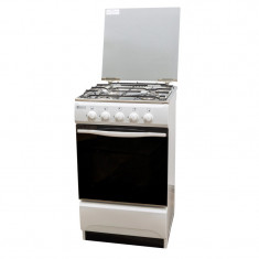 Aragaz pe gaz Metalica F4, 4 arzatoare, 50 x 52 x 85 cm, 45 l, plita inox, capac sticla, Alb foto