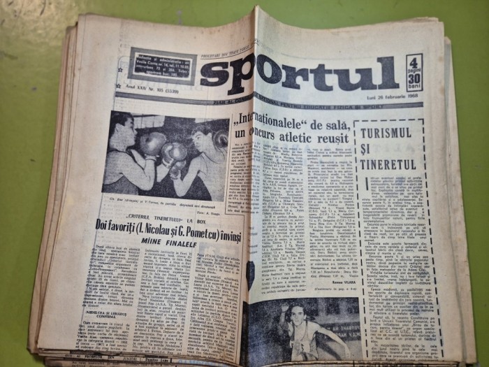 ziarul sportul 26 februarie 1968 - articol echipa de fotbal progresul, box