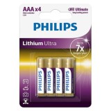 Baterie lithium ultra lr3 aaa blister 4 buc philips