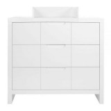 Comoda Childhome Quadro White 100x55x89 cm cu masa de infasat, MDF Alb