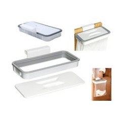 Suport pentru sacul de gunoi, cu capac, alb/gri, 24x3 cm