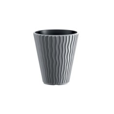 Ghiveci decorativ de flori, rotund, gri, 18/37 L, 39x43.6 cm, Sandy foto