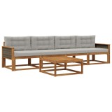 vidaXL Set de canapele de exterior 5 pcs Natural și Gri deschis 3382319