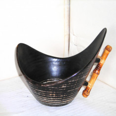 Bol ceramica emailata sgraffito maner bambus – design Jette Helleroe, BR Keramik