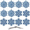 Set 12 decoratiuni pentru brad tip fulg de zapada, 10 cm, cu snur, albastru