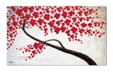 Cumpara ieftin Tablou pictat manual, Copacul vietii cu flori rosii, 100x60cm ulei pe panza in relief efect 3D, Superb