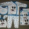 Set 5 piese pentru bebe Mickey Mouse, fabricat in Romania - albastru