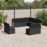 Cumpara ieftin Gossi set canapele de gradina cu perne, 11 piese, negru, poliratan