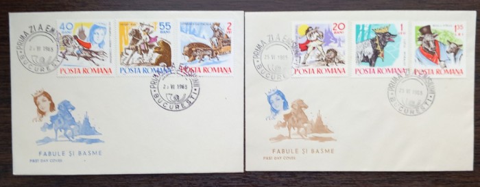 FDC ROMANIA - FABULE SI BASME - 20.06.1965 - SERIE COMPLETA, LP 609