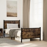 VidaXL Cadru pat metalic fără saltea, stejar fumuriu, 75x190 cm 4007675