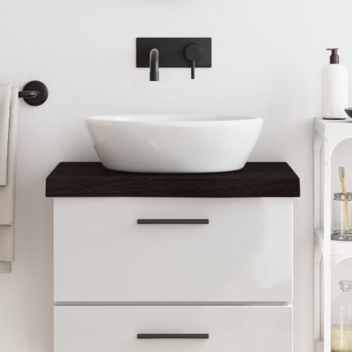vidaXL Blat de baie, maro &icirc;nchis, 60x50x(2-6) cm, lemn masiv tratat