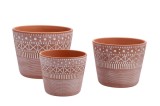 Cumpara ieftin Set 3 ghivece flori teracota maro 13 x 11 cm, 16 x 13 cm, 19 x 15 cm