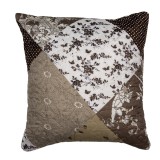 Cumpara ieftin Fata perna textil maro negru alb matlasat Flowers 40x40 cm