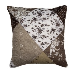 Fata perna textil maro negru alb matlasat Flowers 40x40 cm
