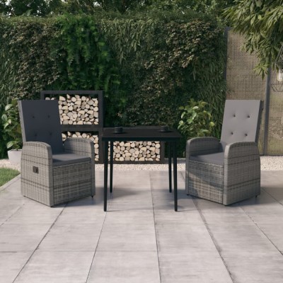 vidaXL Set de mobilier pentru grădină, cu perne, 3 piese, gri foto