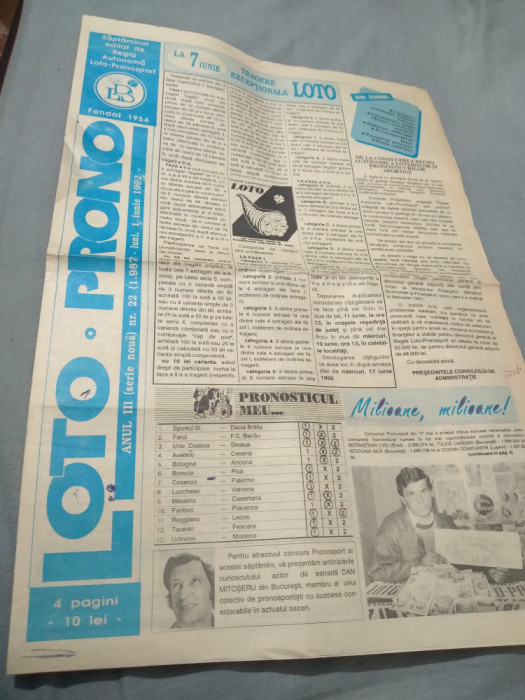 ZIAR LOTO-PRONO NR, 22 1 IUNIE 1992