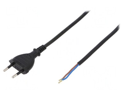 Cablu 2x0,75mm2 CEE 7/16 cu mufă PVC 1,5m negru foto