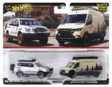 Cumpara ieftin HOT WHEELS PREMIUM SET 2 MASINUTE METALICE TOYOTA LAND CRUISER PRADO SI MERCEDES BENZ SPRINTER TOURER SCARA 1:64, Mattel