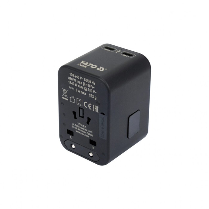Adaptator calatorie univ.usb-c 65w Yato YT-81303