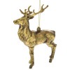 Set 2 Ornamente Brad Ren Auriu Antichizat, Plastic, 12.5cm, Decoratiuni Craciun, Tema Animale Ren