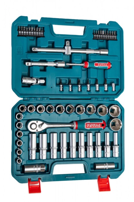 TOTAL - TRUSA DE CHEI TUBULARE 1/2&quot; 62 PIESE PowerTool TopQuality