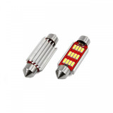 Set becuri auto cu LED CANBUS sofit compatibil C5W 12 SMD 4014 41mm Alb 12/24V,