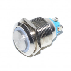 Buton push Metalic cu Led Rosu si Retinere 19mm / 220V foto