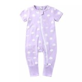 Cumpara ieftin Salopeta pijama Edman bebe/copii cu fermoar reversibil Dandelion Stencil, bumbac, 3-6 luni, Mov deschis