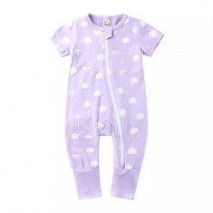 Salopeta pijama Edman bebe/copii cu fermoar reversibil Dandelion Stencil, bumbac, 3-6 luni, Mov deschis