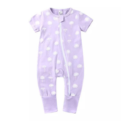 Salopeta pijama Edman bebe/copii cu fermoar reversibil Dandelion Stencil, bumbac, 12-18 luni, Mov deschis foto