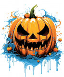 Cumpara ieftin Sticker decorativ, Dovleac Halloween, Portocaliu, 72 cm, 1322STK
