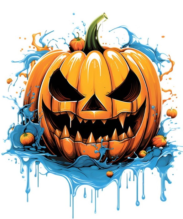 Sticker decorativ, Dovleac Halloween, Portocaliu, 72 cm, 1322STK