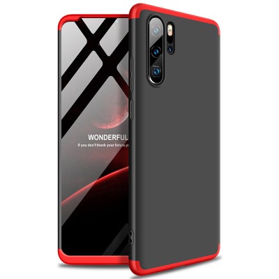 Husa Huawei P30 PRO, Elegance Luxury, 360&amp;deg; 3in1 Negru-Rosu foto