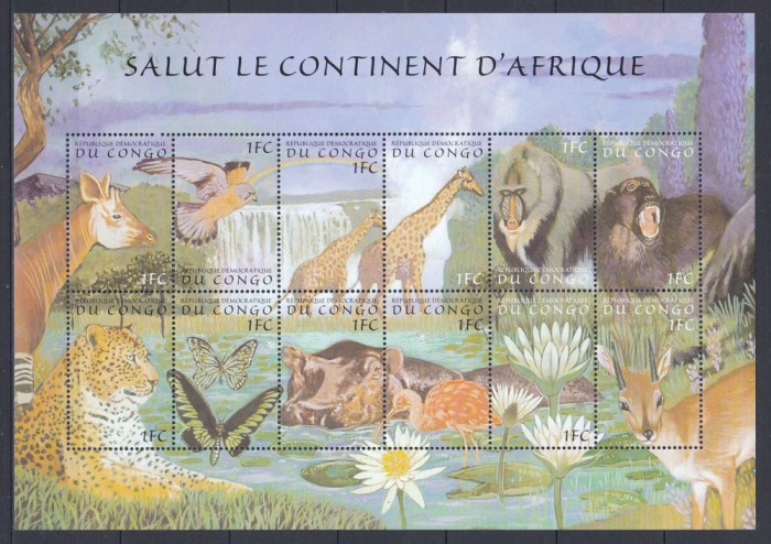 Congo - FAUNA AFRICANA DIVERSA - Bloc - MNH