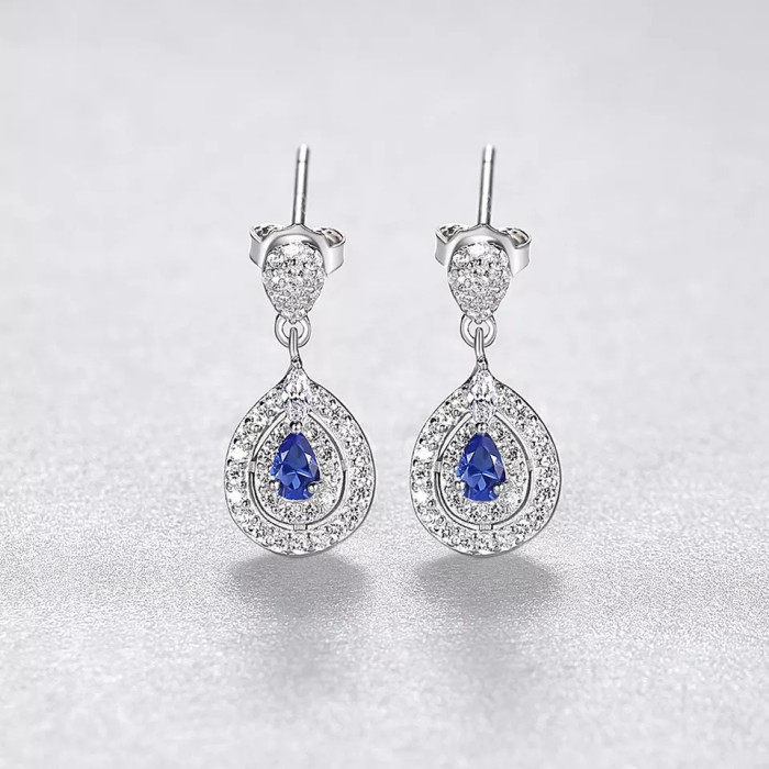 Cercei din argint 925 Safir Albastru- ARG398L