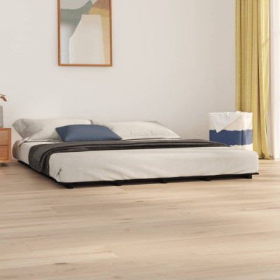 vidaXL Cadru de pat, negru, 180x200 cm, lemn masiv de pin foto
