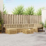 vidaXL Set Canapele Exterior 8 Piese Lemn Acacia Perne Alb Bej Modular