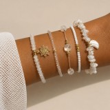 Cumpara ieftin Set de bratari reglabile cu pietre semipretioase - selenit, jad, piatra lunii - Gold white