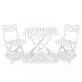 Set mobilier bistro pliabil, 3 piese, alb, plastic GartenMobel Dekor, vidaXL