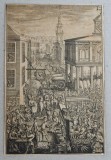 R Sheppard &quot;Borough High Street, Southwark, London&quot; gravura veche cca 1729, Peisaje, Cerneala, Altul