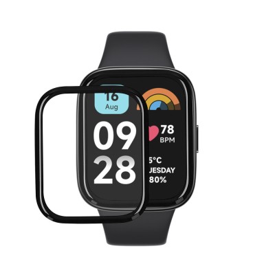 Set 2 Folii de protectie Kwmobile pentru Xiaomi Redmi Watch 3 Active, Transparent/Negru, Polimer, KWM000024ZH001C foto