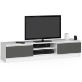 Comoda TV cu 2 usi si rafturi centrale, PAL laminat, 160x40x33 cm, alb si gri Household NewTrend