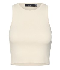 Maiou crop top pentru femei VERO MODA Vmginny SL O-Neck, crem, S - OUTLET