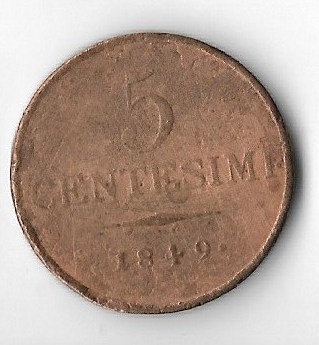 Moneda 5 centesimi 1849 - Lombardia foto